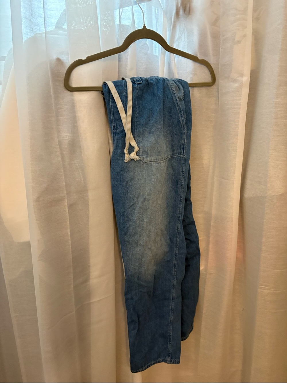 GAP Blue Denim Jogger Pants with White Drawstring